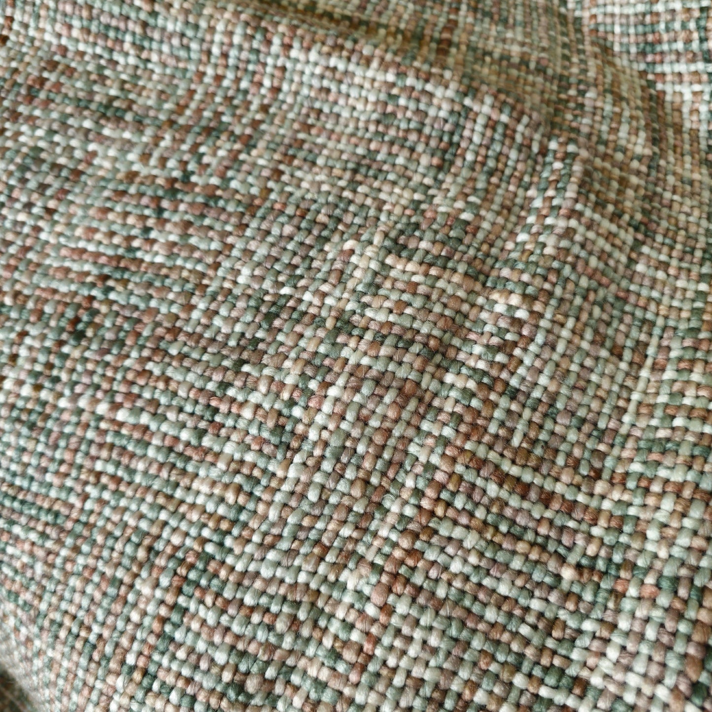 Grey Acrylic Sofa Throw with Brown and Green Tint | Handwoven Soft Blanket