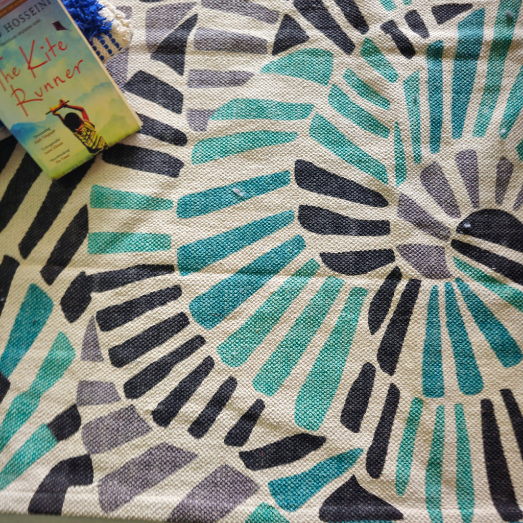 African Tribal Print Multicolor Cotton Rug | Handwoven Ethnic Dhurrie