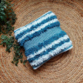 Handwoven Sky Blue Tufted Boho Cushion Cover
