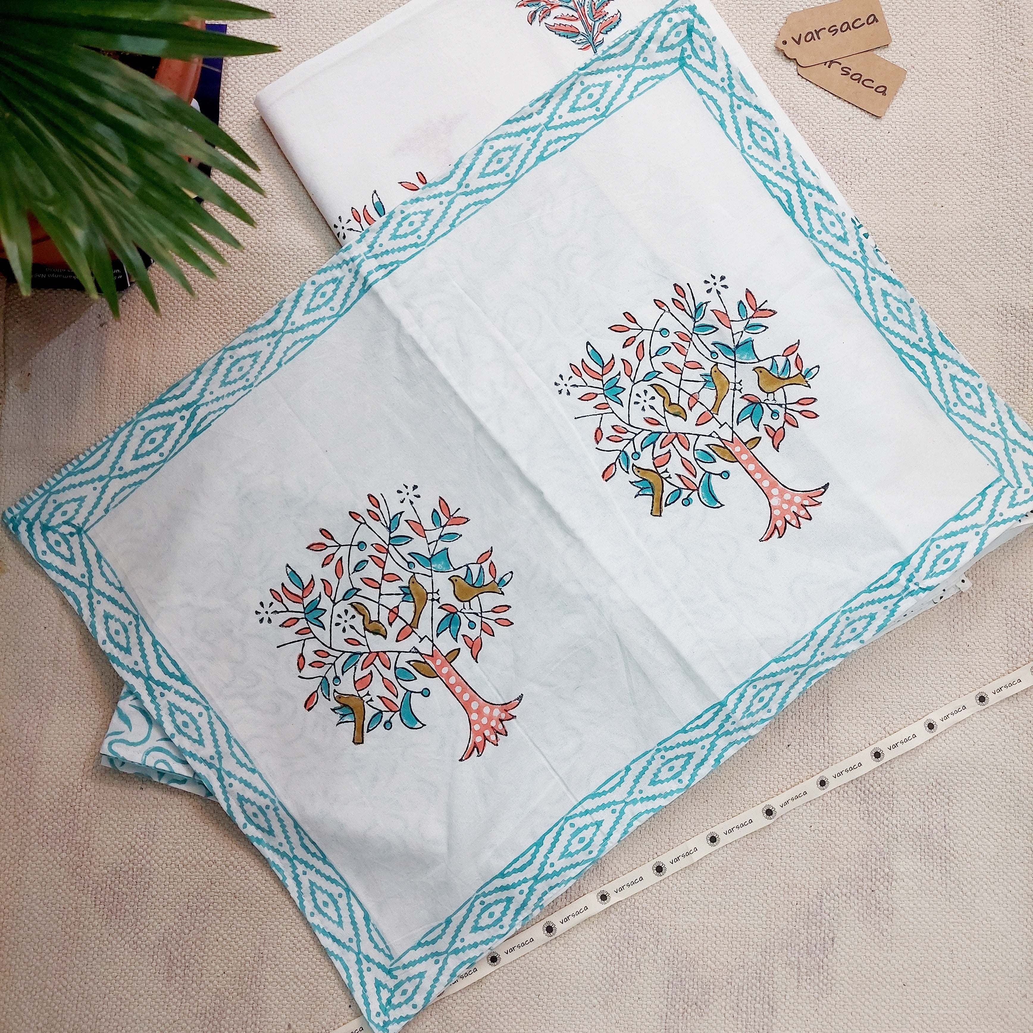 Hand Block Bird Print Pure Cotton Multicolor King Size Bedsheet | Artistic & Eco-Friendly