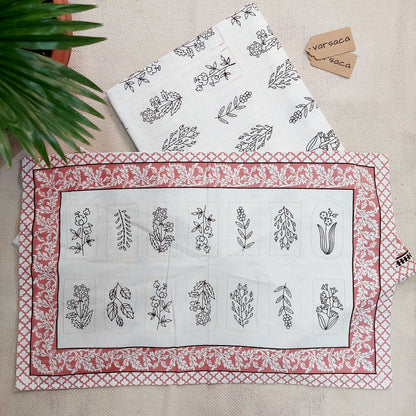 Hand Block Print Pure Cotton White And Red Floral Print King Size Bed Sheet