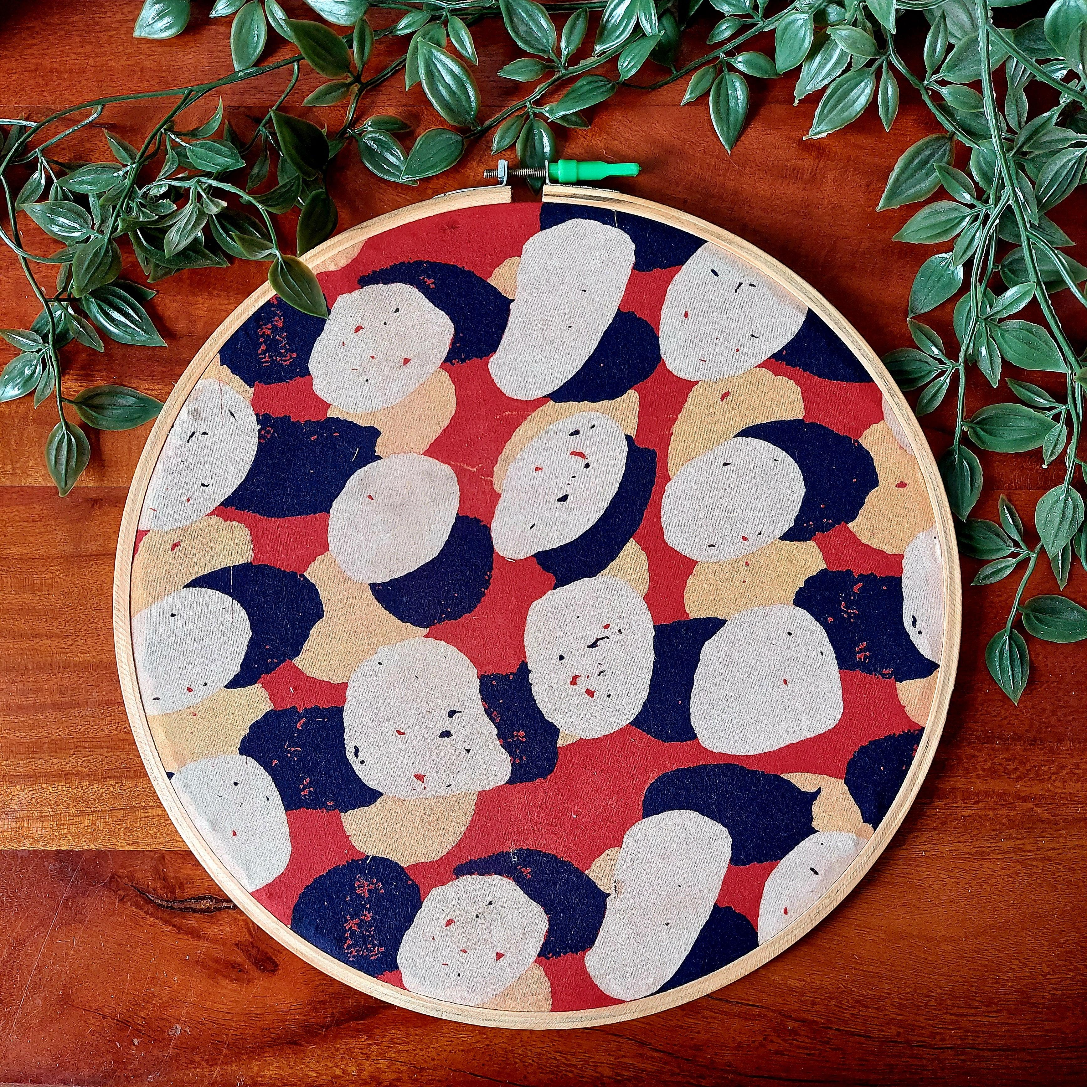 Abstract Multicolor Ajrakh Embroidery Hoop – Upcycled Fabric | Multiple Sizes