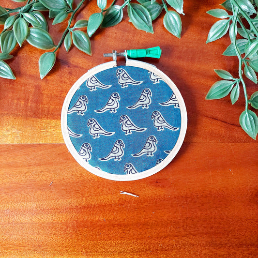 Green Bird Print   Embroidery Hoop Wall Decor