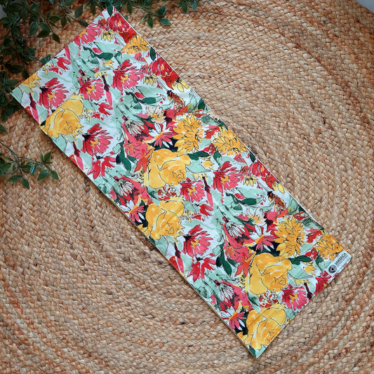 Yellow Cotton Floral Print Table Runner