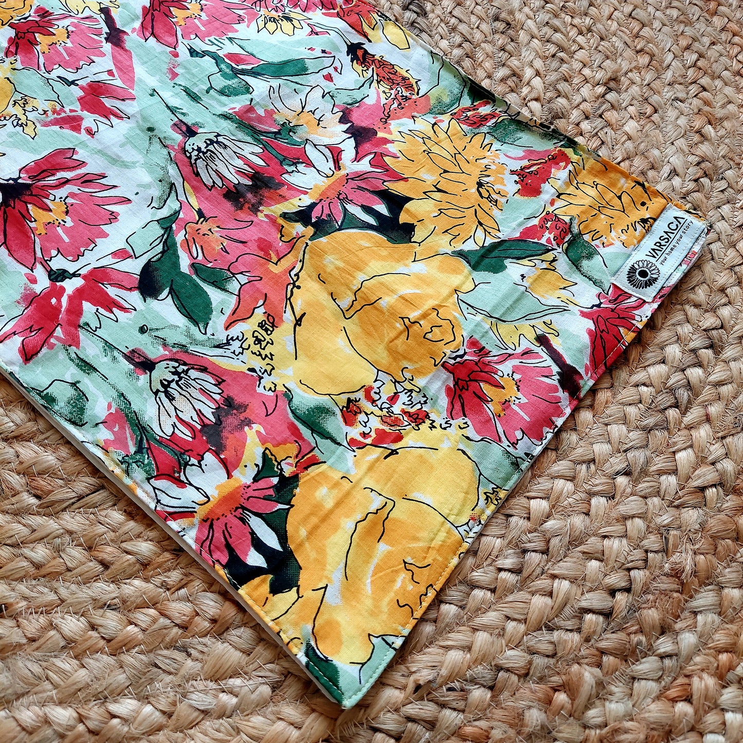 Yellow Cotton Floral Print Table Runner