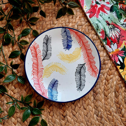 Multicolour Feather Ceramic Wall Plate