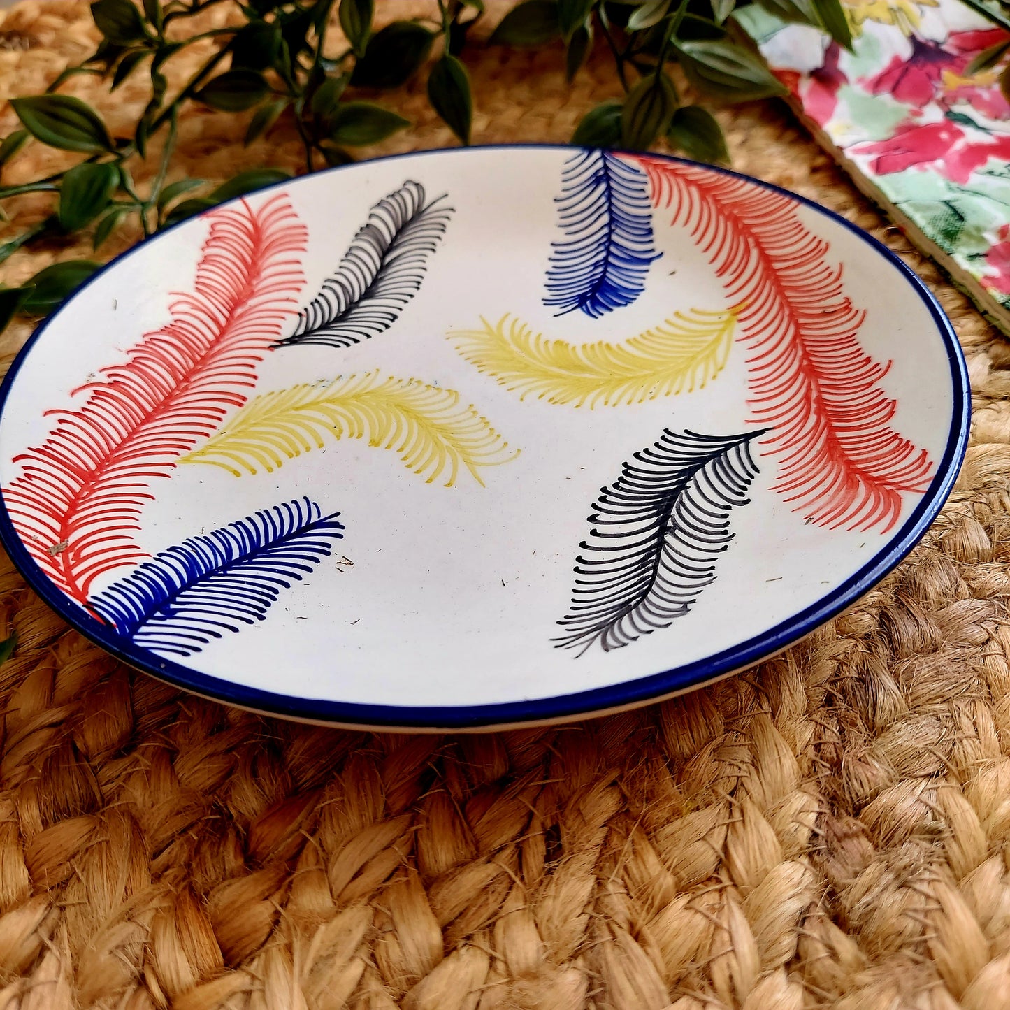 Multicolour Feather Ceramic Wall Plate