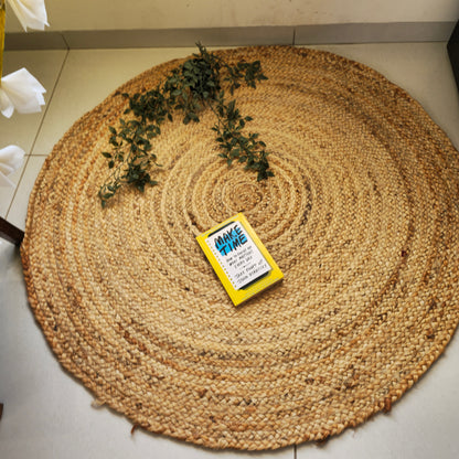 Hand Woven Simple Natural Jute Round Braided Rug