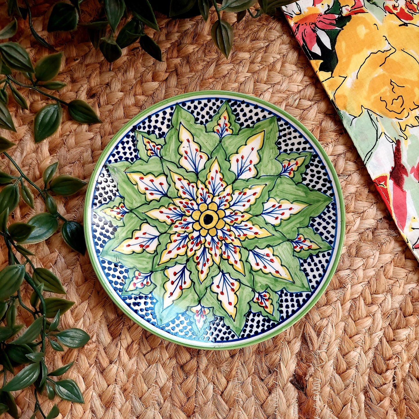 Elegant Green Ceramic Decorative Wall Plate | Wall Hanging