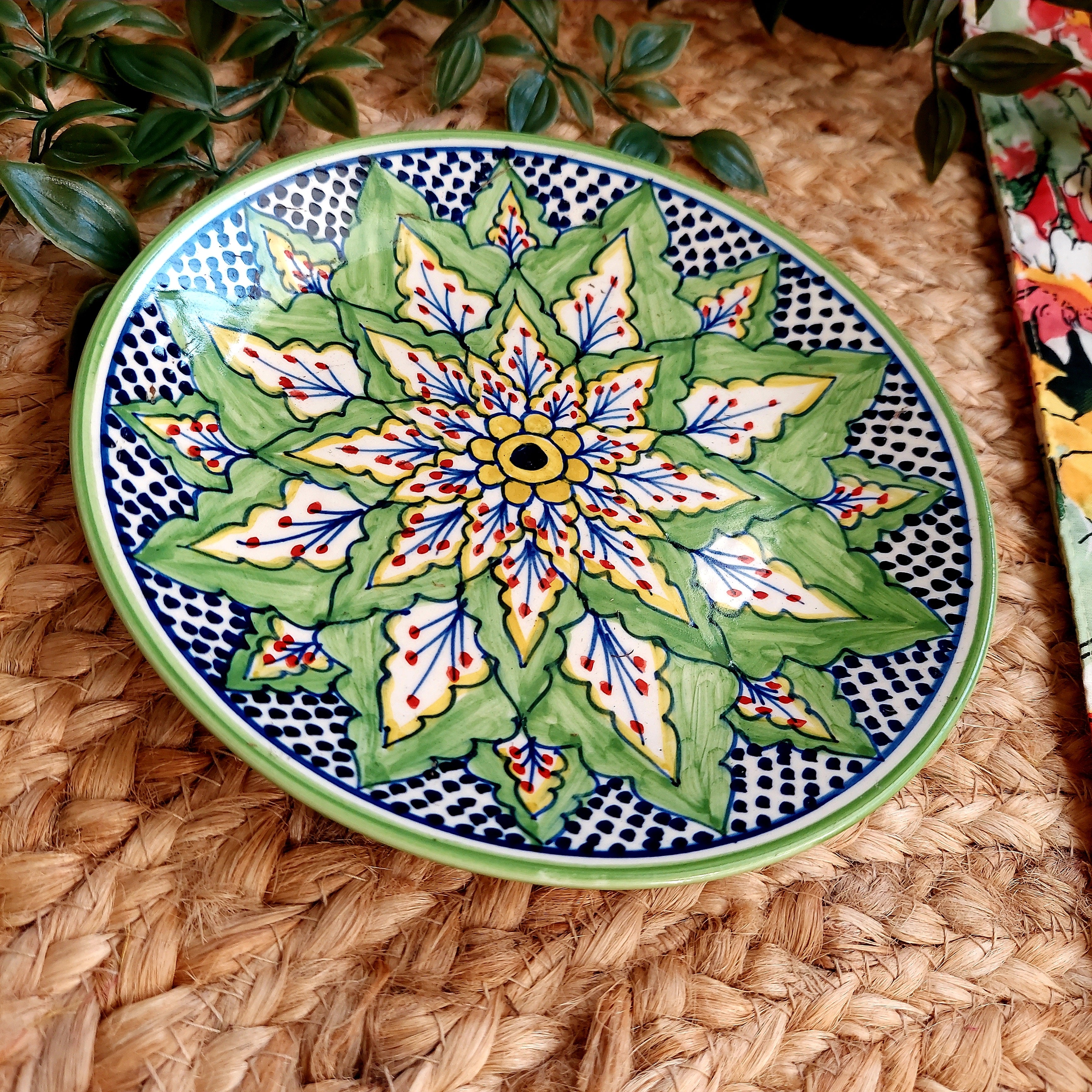 Elegant Green Ceramic Decorative Wall Plate | Wall Hanging