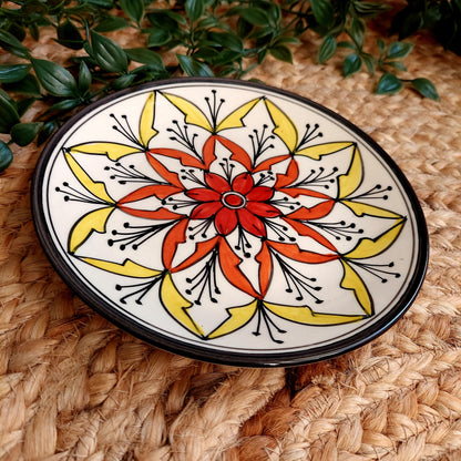 Red Yellow Ceramic Wall Plate