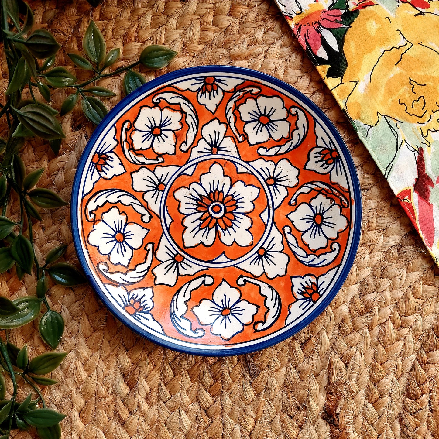 Orange And Blue Ceramic Wall Plate