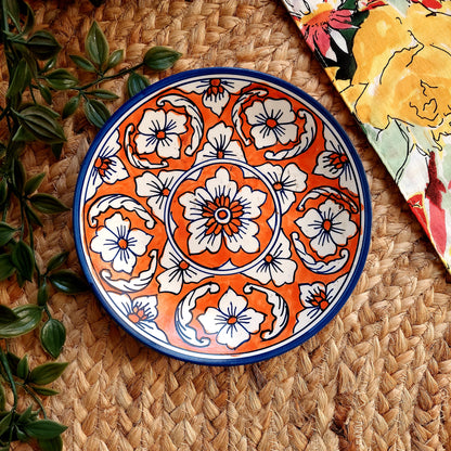 Orange And Blue Ceramic Wall Plate