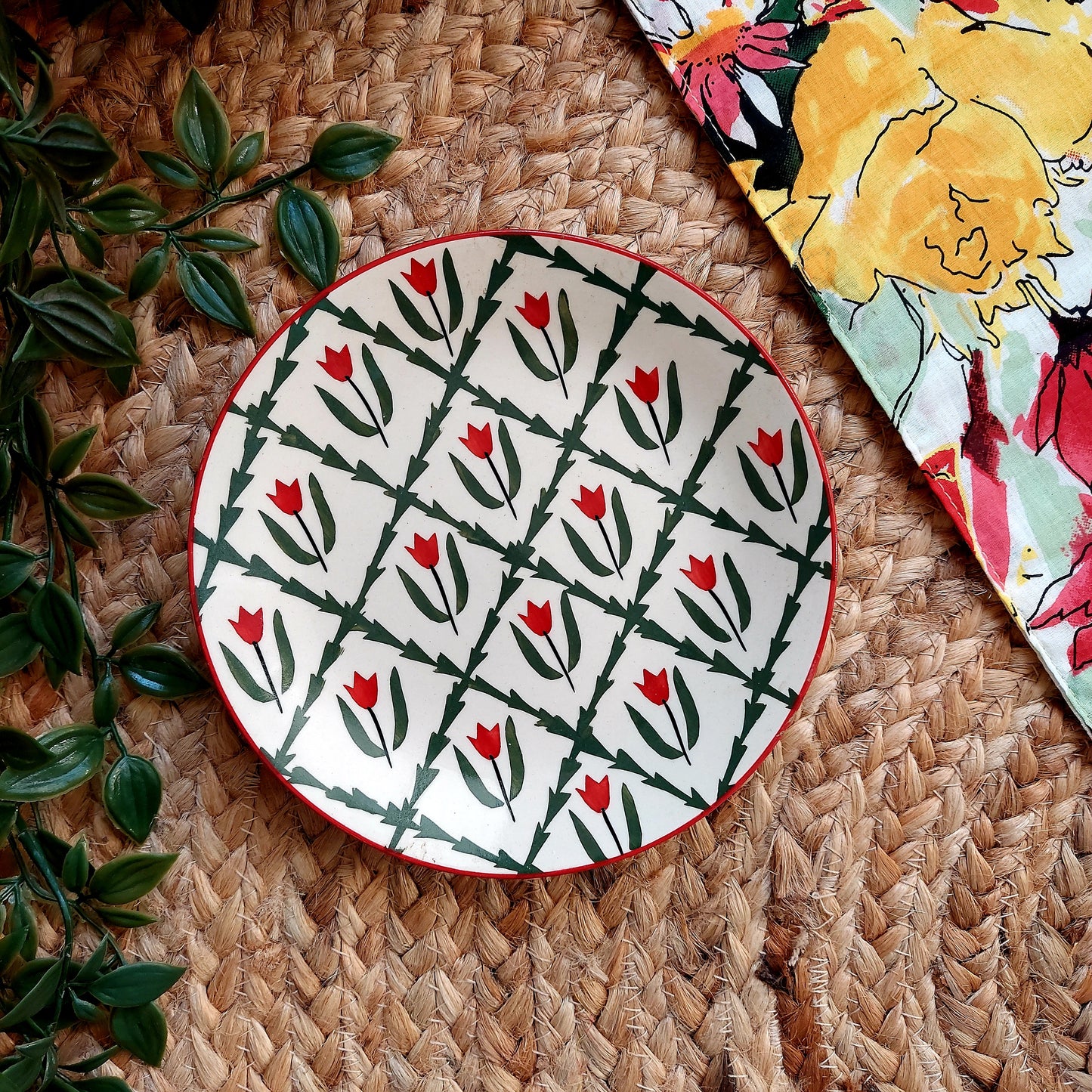 Red And Green Ceramic Wall Plate