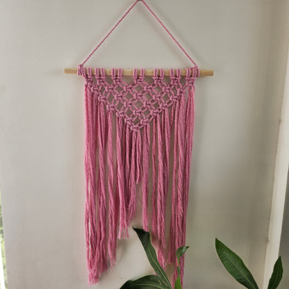 Pink Macrame Wall Hanging – Handcrafted Boho-Chic Wall Decor