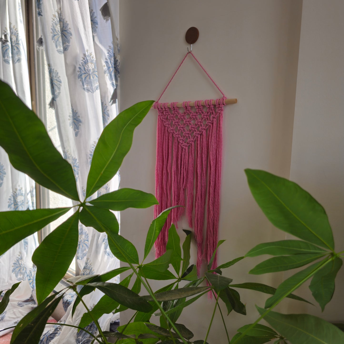 Pink Macrame Wall Hanging – Handcrafted Boho-Chic Wall Decor