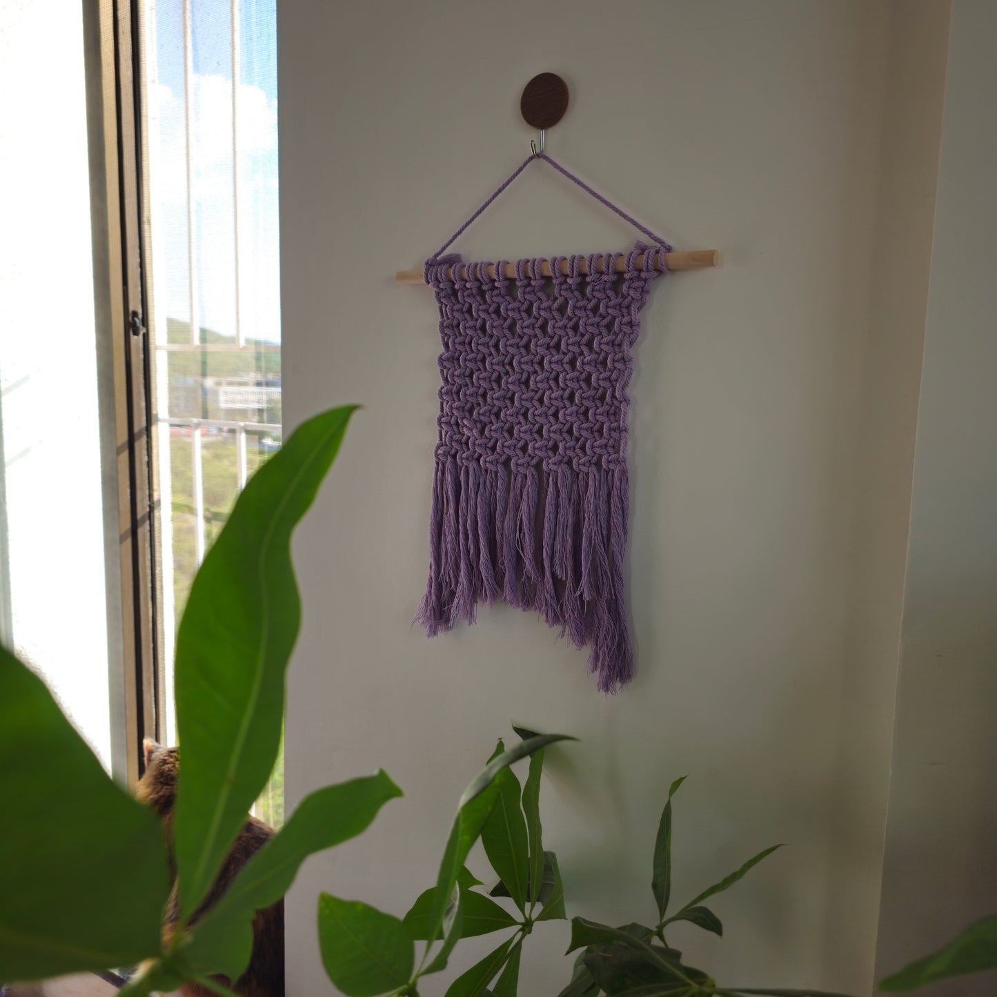 Purple Macrame Wall Hanging – Handcrafted Boho Wall Decor