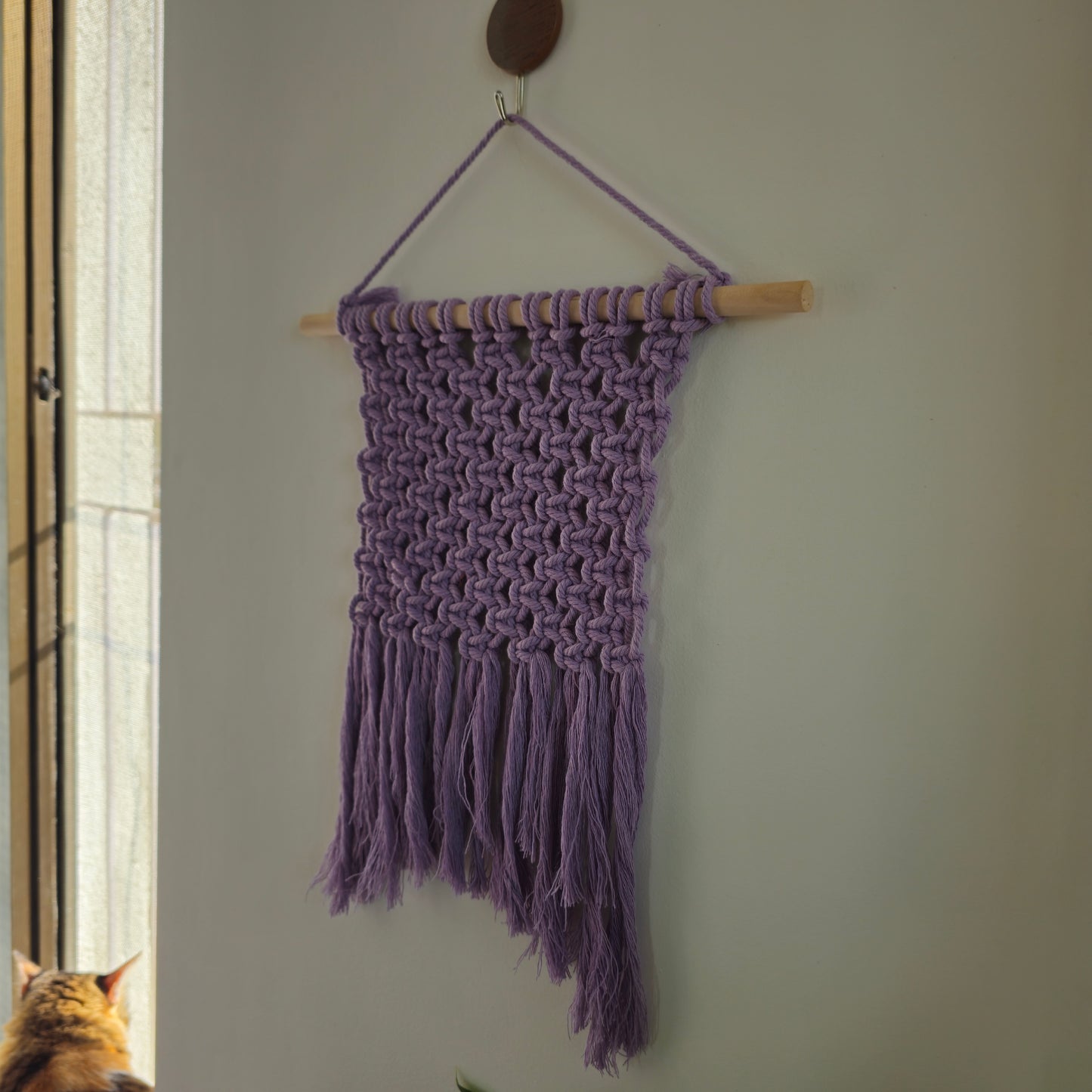 Purple Macrame Wall Hanging – Handcrafted Boho Wall Decor