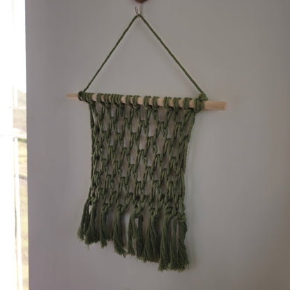 Green Macrame Wall Hanging – Handcrafted Boho-Chic Wall Decor