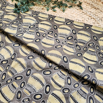 Unstitched Brown and Beige Ajrakh Pure Cotton Fabric with Matka Motifs – Handcrafted Fabric for Custom Designs