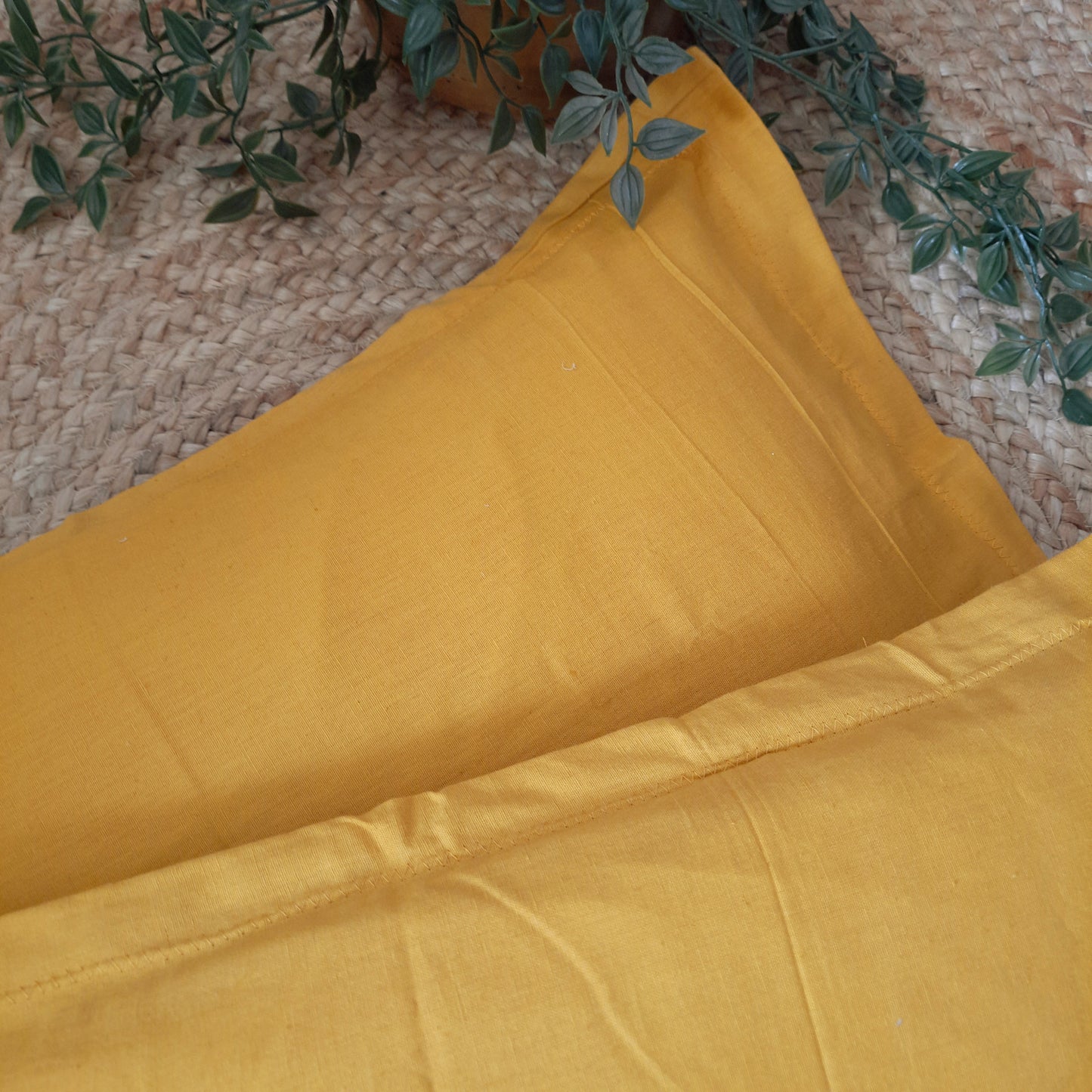 Mustard Yellow Cotton Pillow Cover Set of 2 – Soft, Breathable, and Durable