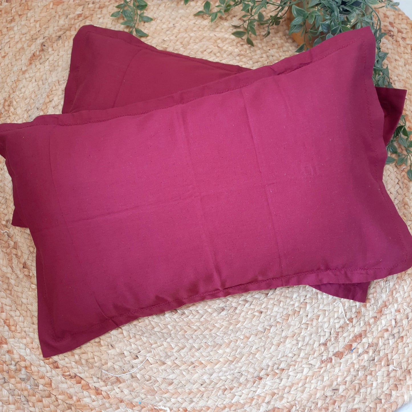 Maroon Cotton Pillow Cover Set of 2 – Soft, Breathable, and Durable