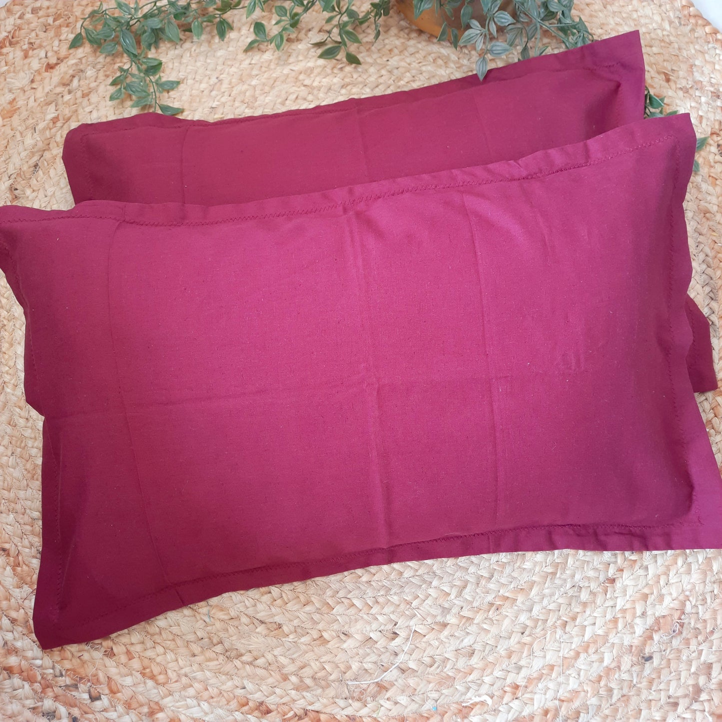 Maroon Cotton Pillow Cover Set of 2 – Soft, Breathable, and Durable