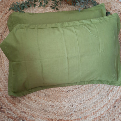 Green Cotton Pillow Cover Set of 2 – Soft, Breathable, and Durable