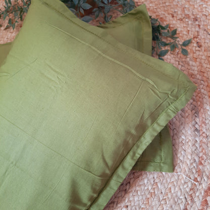 Green Cotton Pillow Cover Set of 2 – Soft, Breathable, and Durable