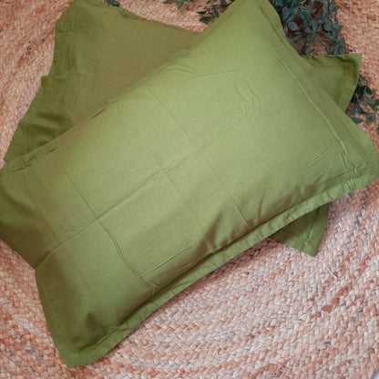 Green Cotton Pillow Cover Set of 2 – Soft, Breathable, and Durable