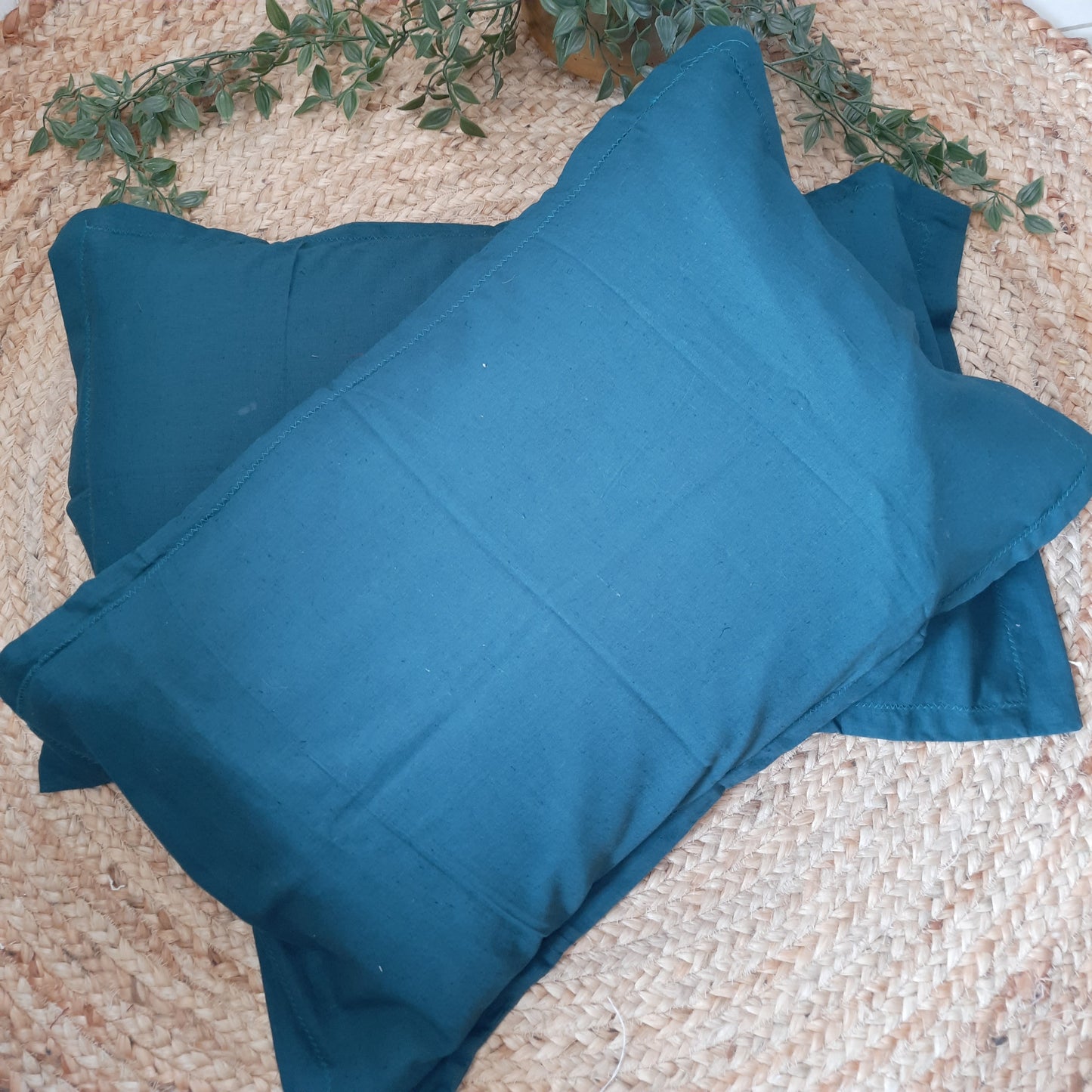 Peacock Blue Cotton Pillow Cover Set of 2 – Soft, Breathable, and Durable