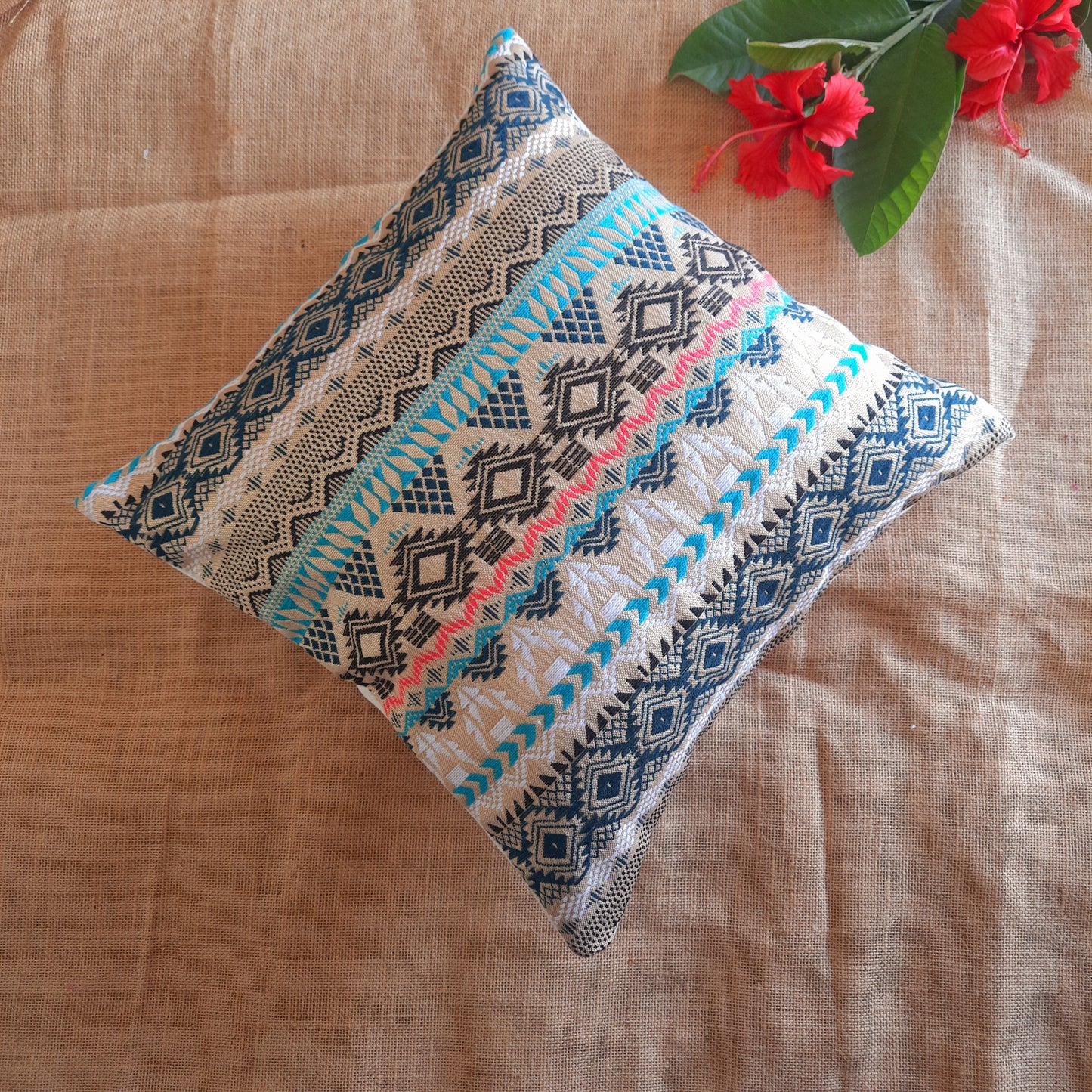 Multicolour Festive Cushion Cover – Vibrant & Handcrafted Elegance