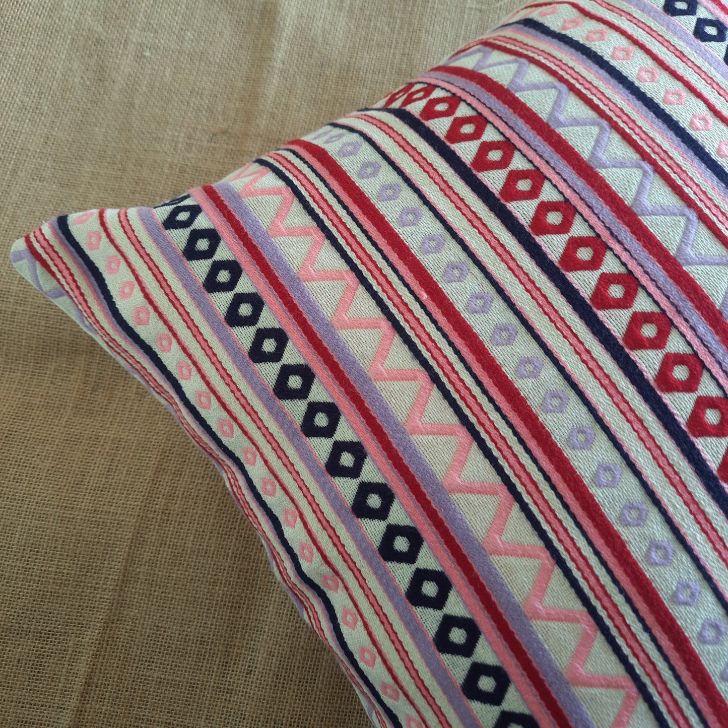 Purple and Pink Striped Handloom Cushion Cover – Festive & Artisanal Decor