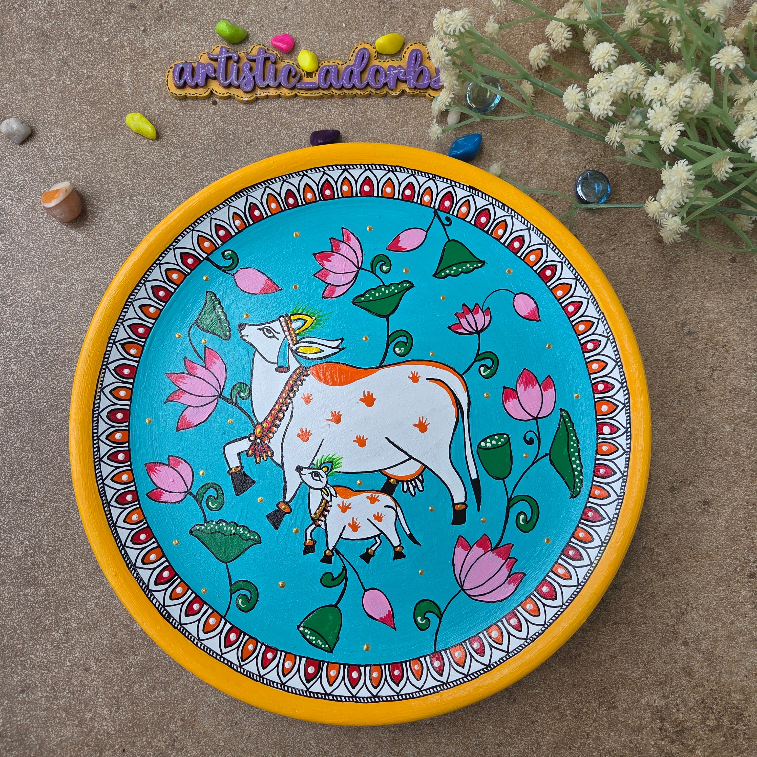 Pichwai Terracotta Wallplate | Hand-Painted Traditional Heritage Wall Art