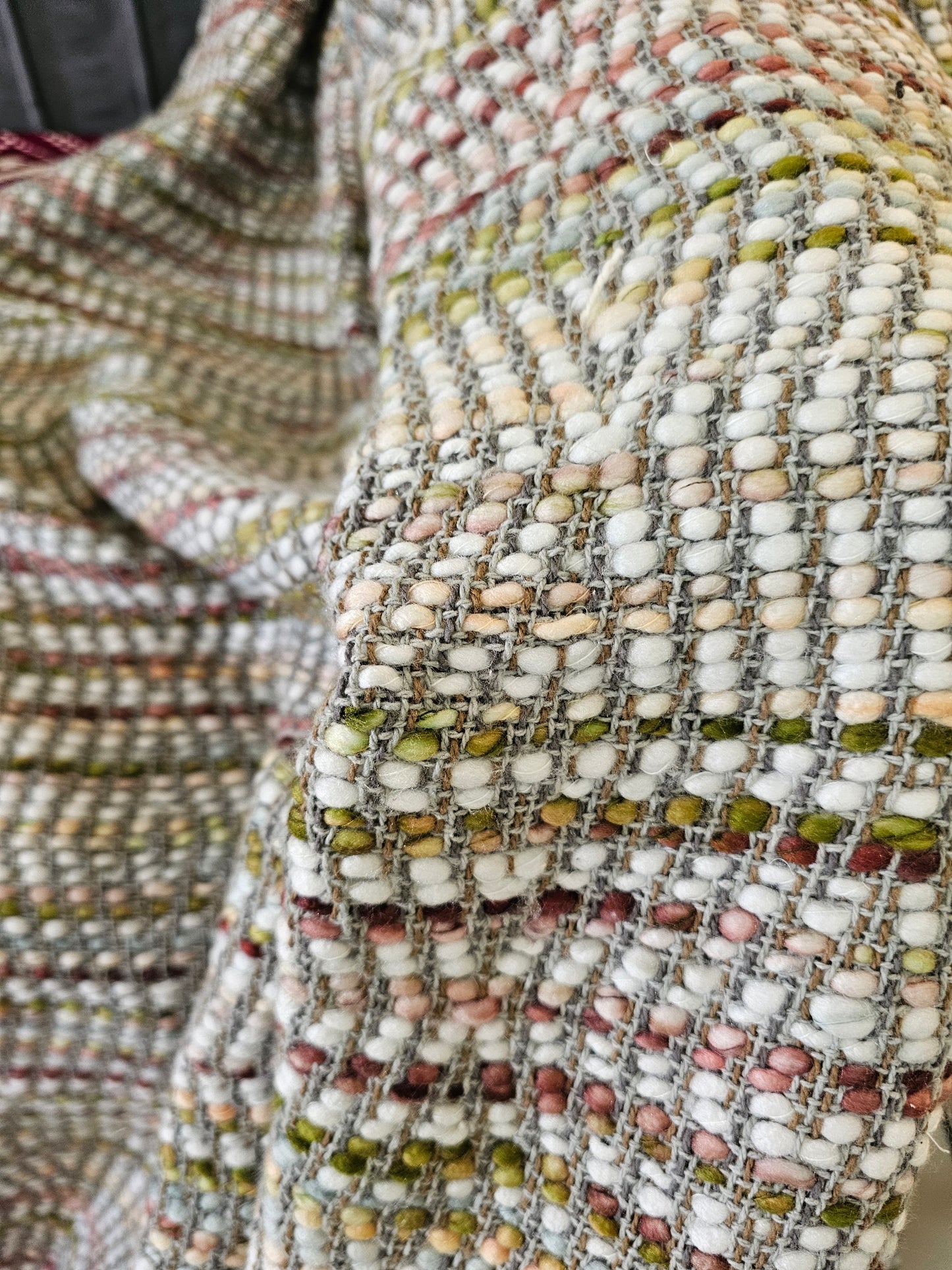 Handloom Woven Sofa Throw Blanket | Multi-Texture Cotton Throw with Fringe