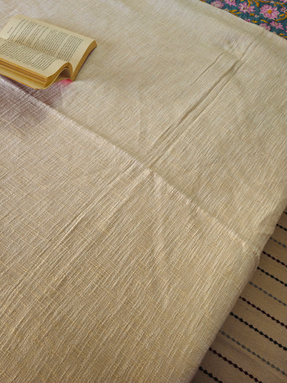 Handloom Slub Cotton Bedcover | Textured Off-White Throw with Tassels | Natural Woven Cotton