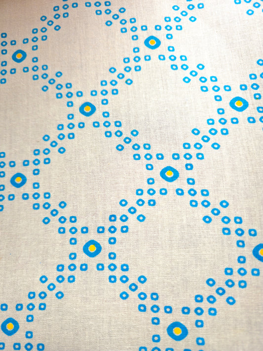 White & Teal Bandhani Embroidery Hoop – Upcycled Fabric with Wooden Ring | Multiple Sizes