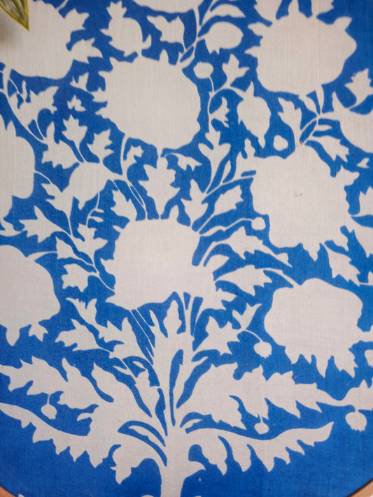 Blue Floral Embroidery Hoop | Upcycled Fabric | Handmade Wall Decor