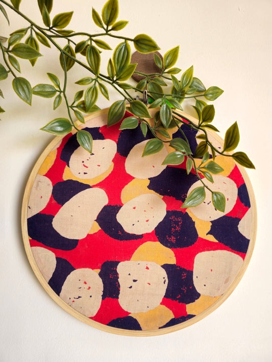 Abstract Multicolor Ajrakh Embroidery Hoop – Upcycled Fabric | Multiple Sizes