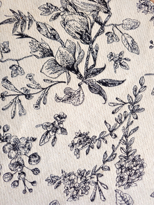 Elegant Handloom Embroidery Hoop Wall Art | 12 Inch | White & Black Floral Recycled Cotton Decor