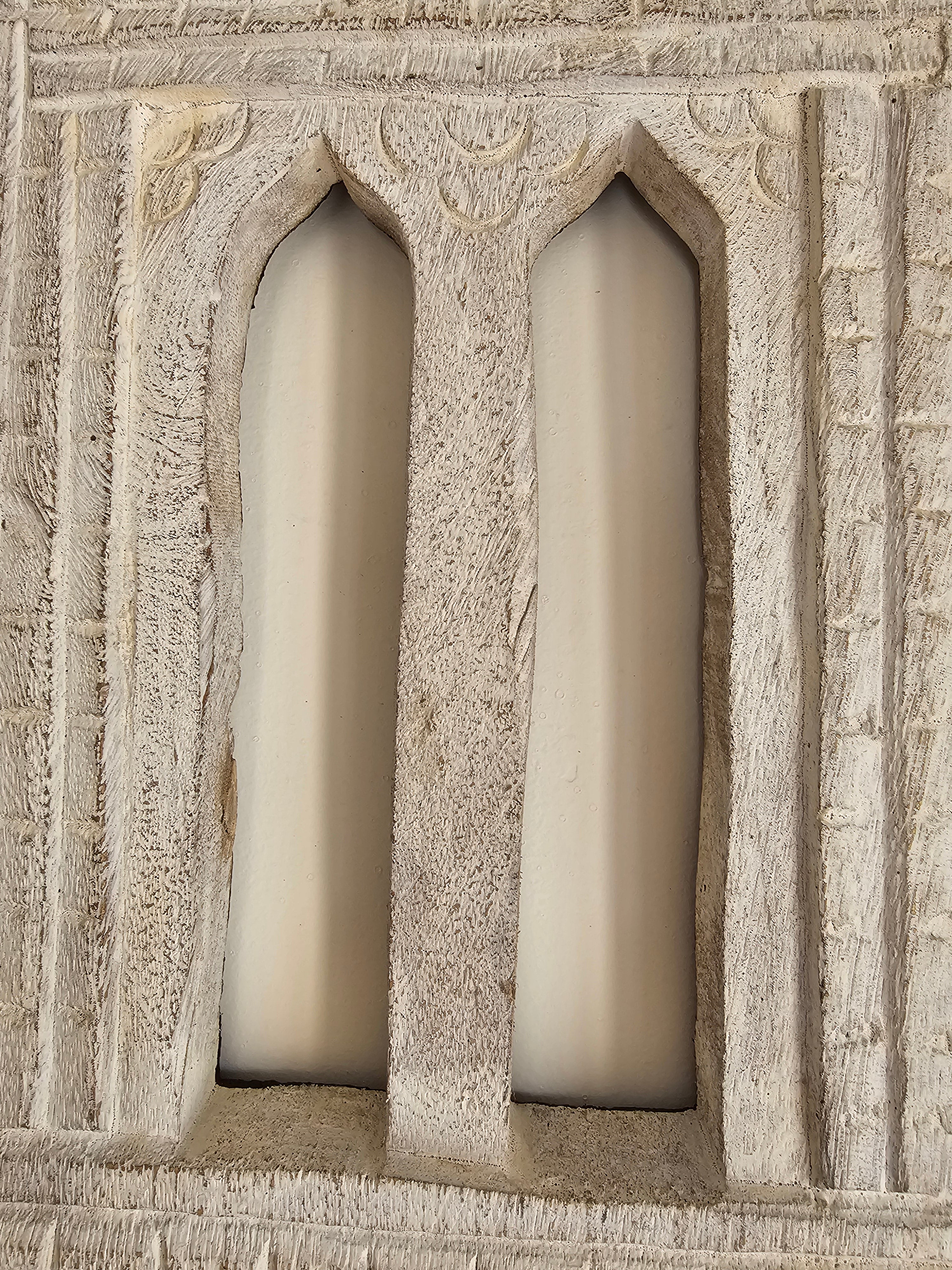 Vintage White Hand-Carved Wooden Jharokha | Traditional Rajasthani Wall Hanging Window Frame