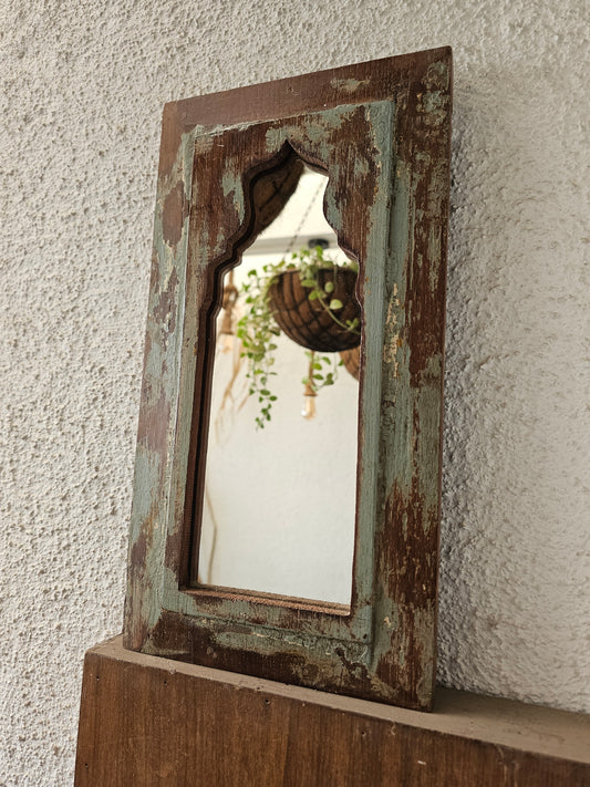 Handcrafted Wooden Vintage Window Mirror Jharokha | Assorted Colors & Sizes Wall Hanging