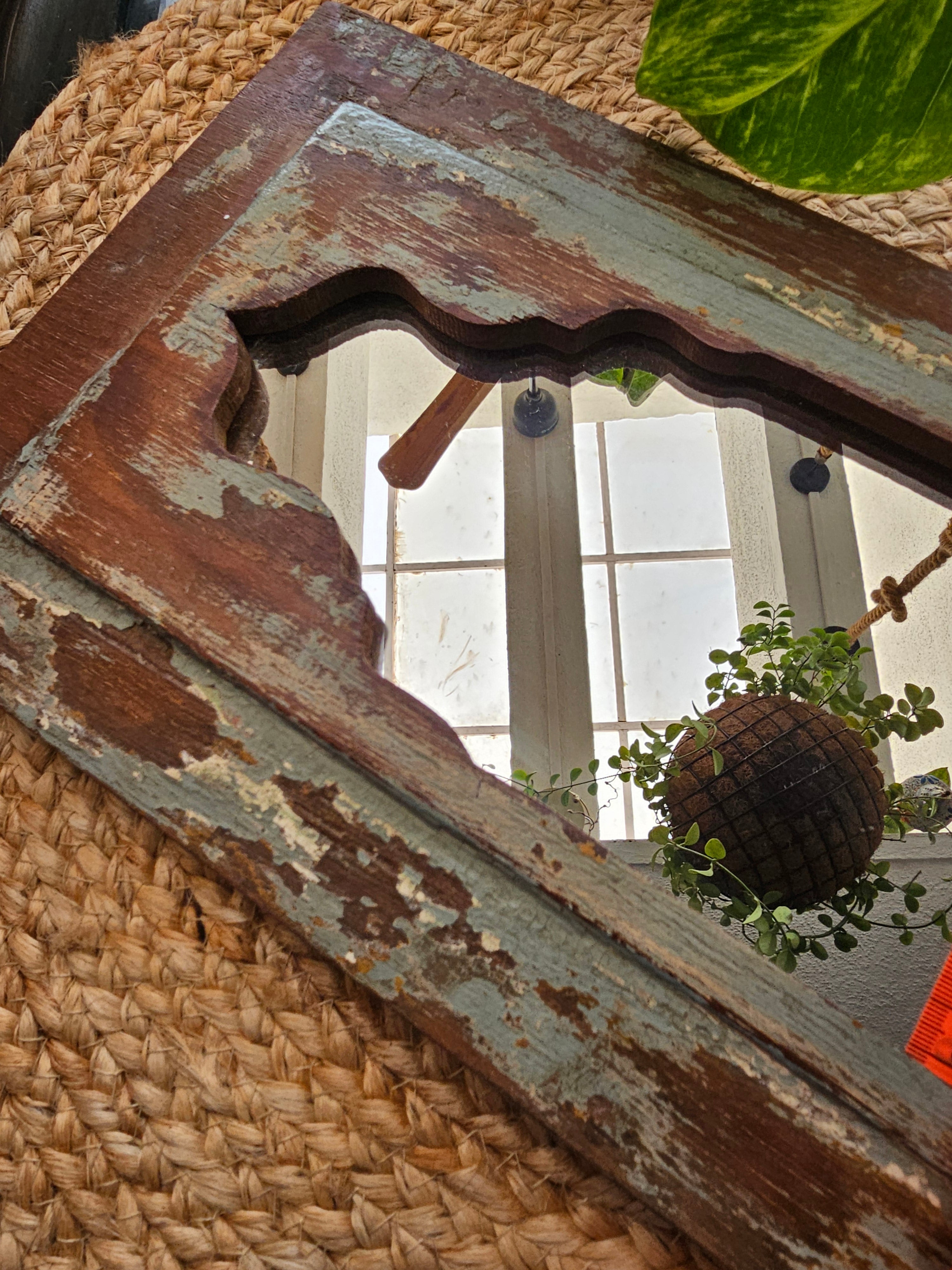 Handcrafted Wooden Vintage Window Mirror Jharokha | Assorted Colors & Sizes Wall Hanging