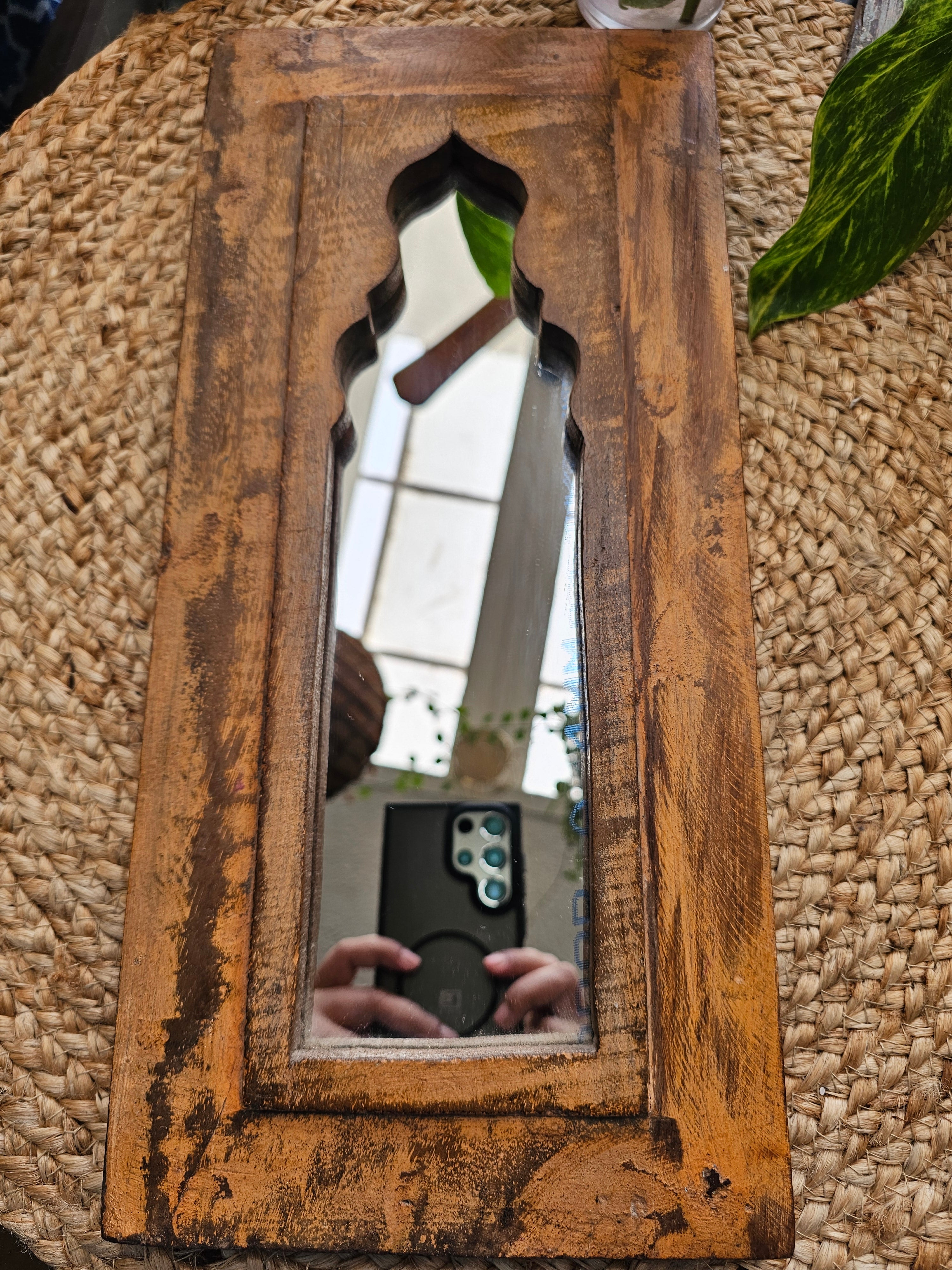 Handcrafted Wooden Vintage Window Mirror Jharokha | Assorted Colors & Sizes Wall Hanging