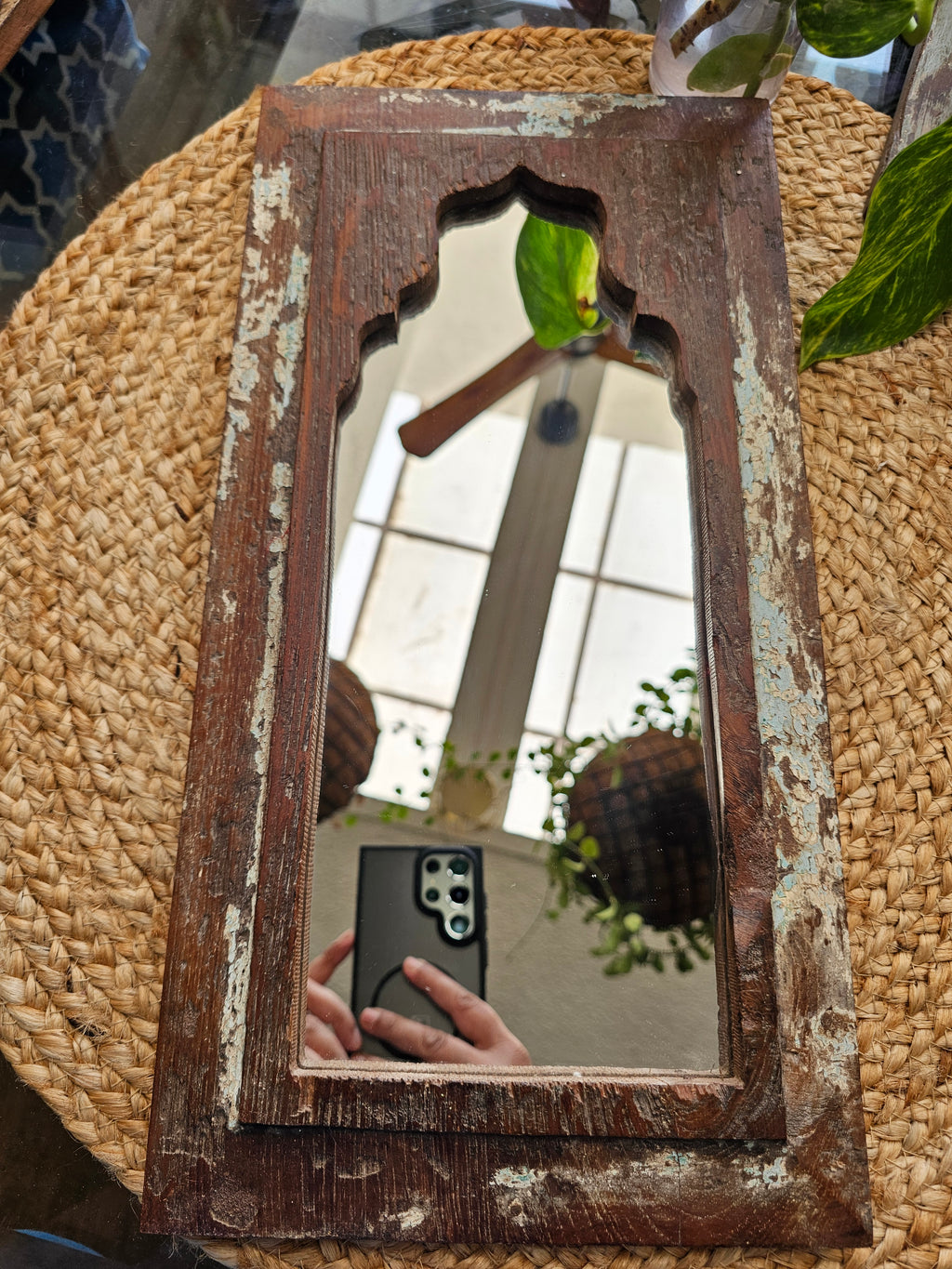 Handcrafted Wooden Vintage Window Mirror Jharokha | Assorted Colors & Sizes Wall Hanging