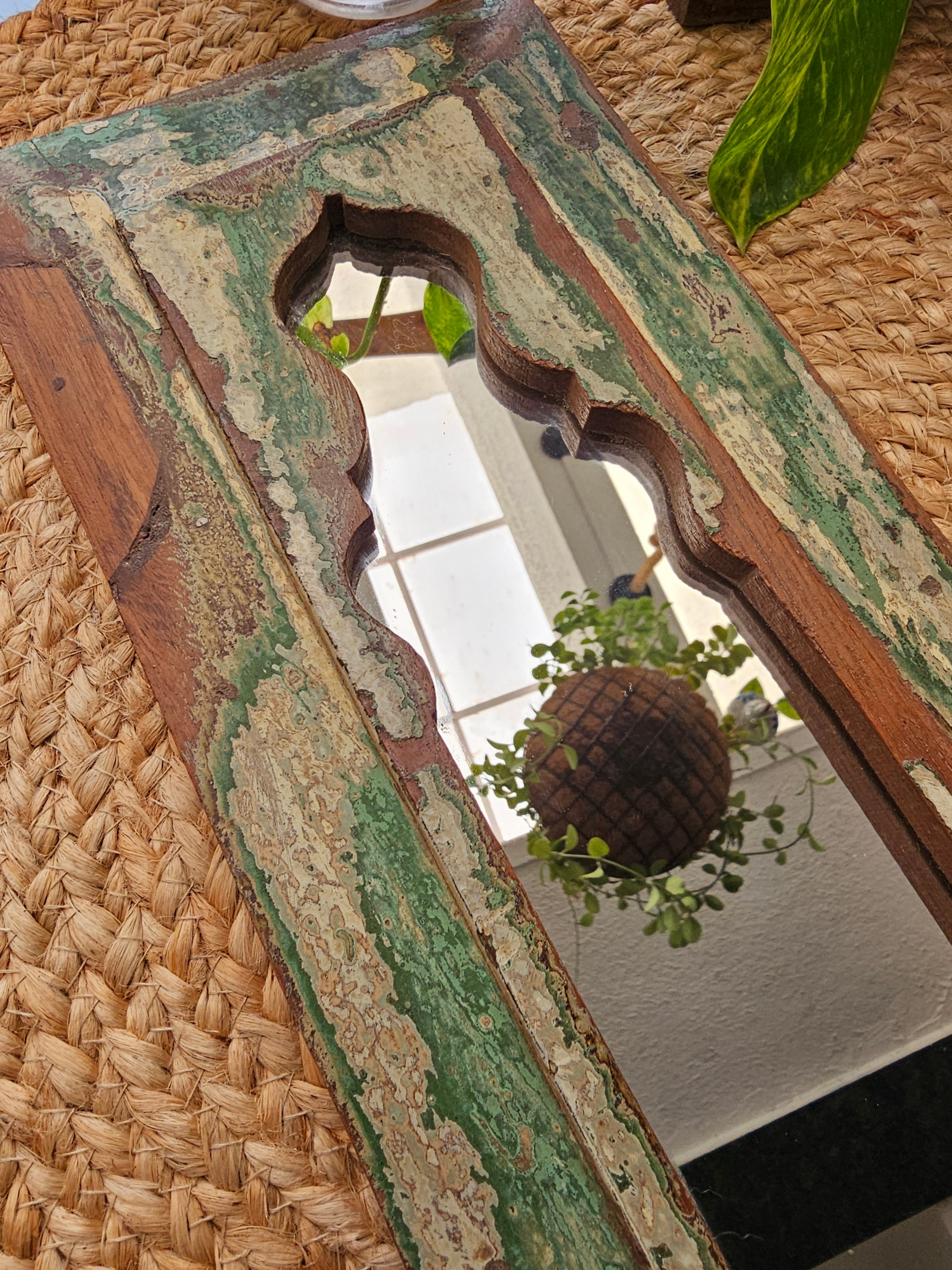 Handcrafted Wooden Vintage Window Mirror Jharokha | Assorted Colors & Sizes Wall Hanging