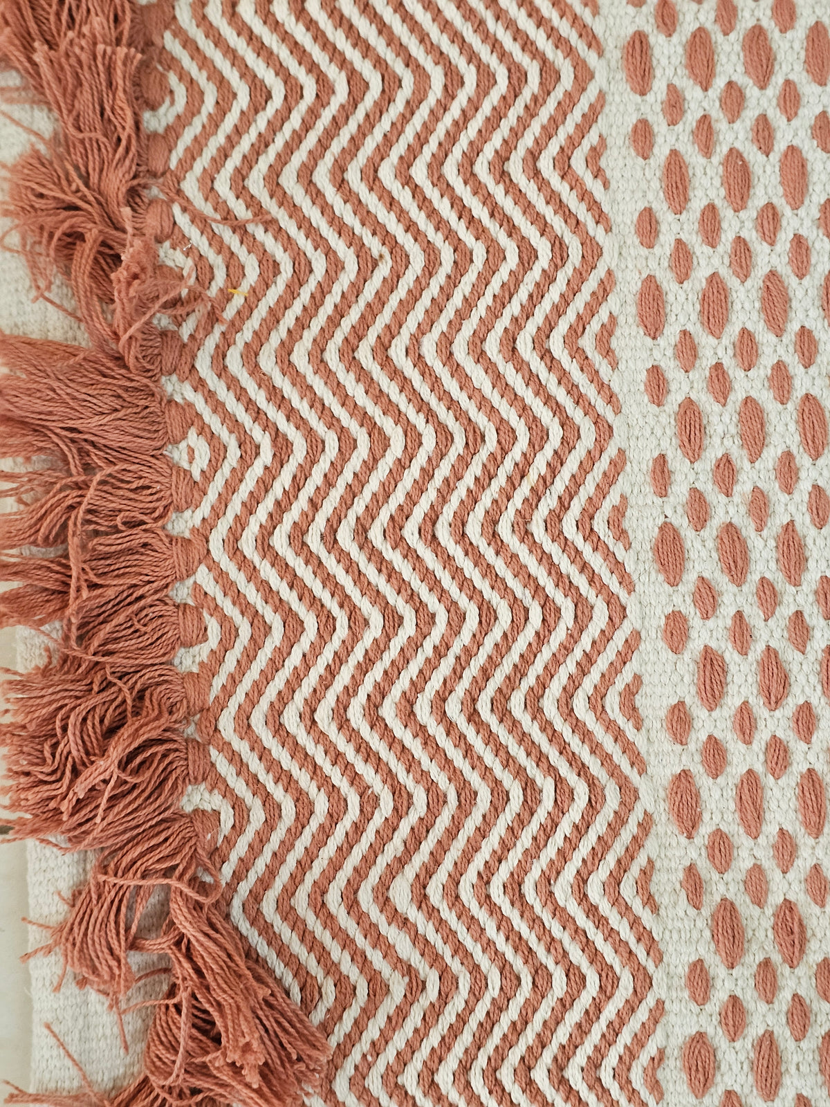 Multiple Sizes | Varsaca Geometric Flatweave Handwoven Cotton Rug | Terracotta, Rust & Cream Artisanal Runner