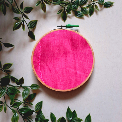 Solid Pink Cotton Embroidery Hoop Wall Decor | Upcycled Fabric | Versatile Design