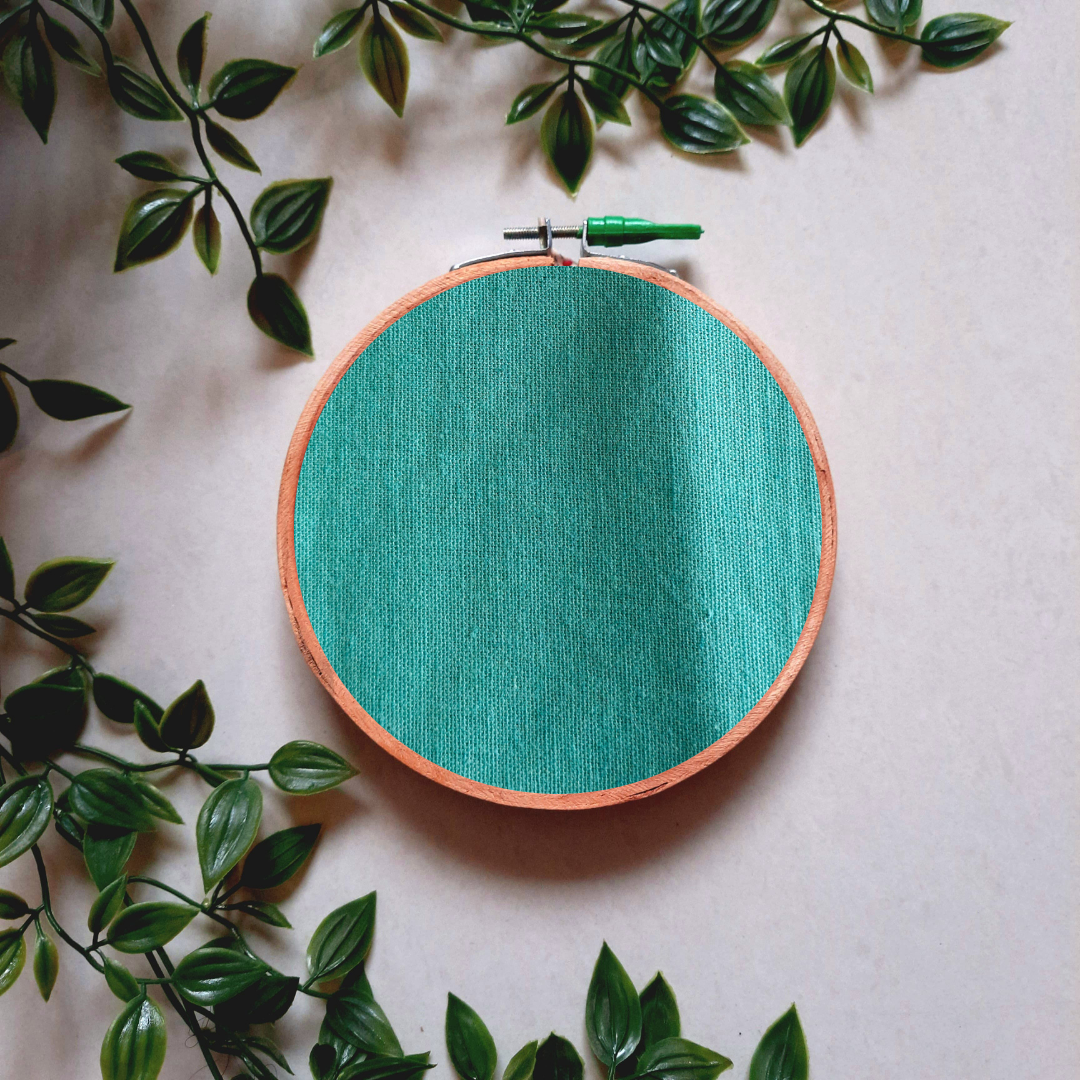 Solid Light Teal Cotton Embroidery Hoop Wall Decor | Upcycled Fabric | Versatile Design