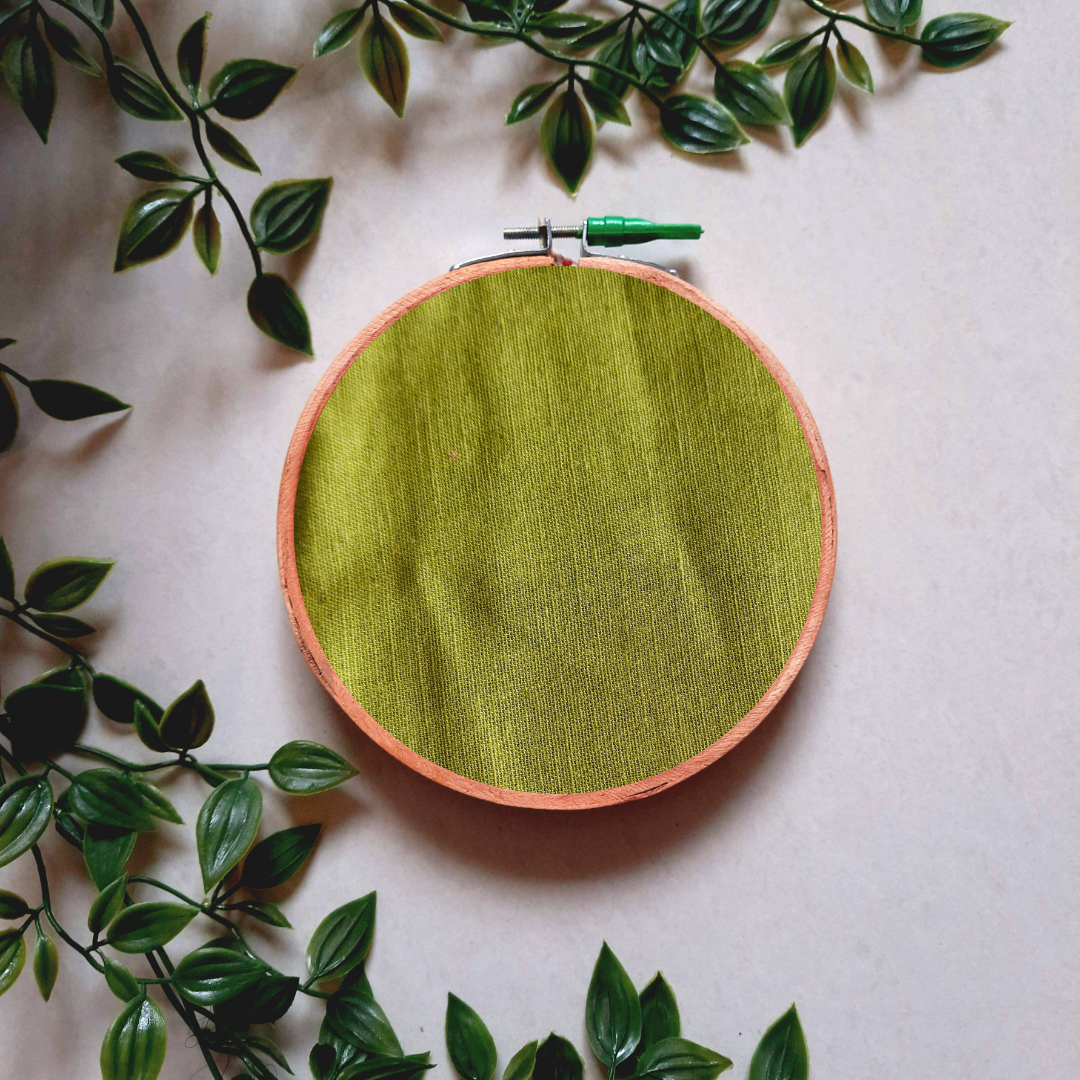 Solid Bright Green Cotton Embroidery Hoop Wall Decor | Upcycled Fabric | Versatile Design